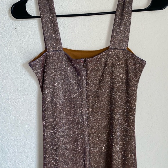 Bardot Holographic Elegant Gold Shimmery Sleeveless Sheath Midi Party Dress 4 - Picture 9 of 14